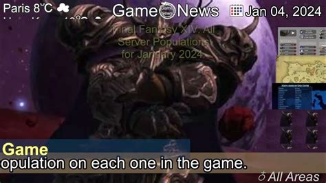 Final Fantasy XIV: All Server Populations for January 2024.